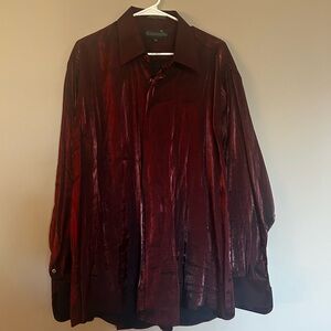 Silky Shimmery Burgundy Button-Up Shirt